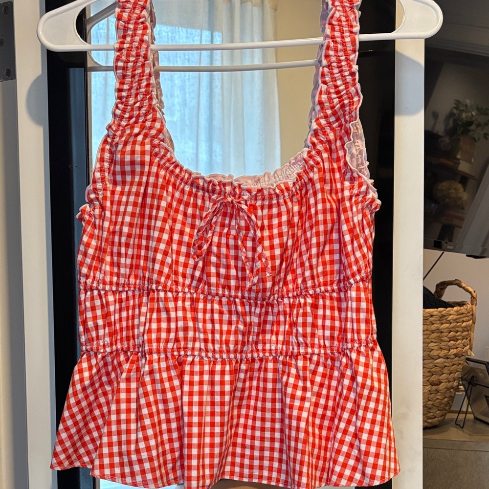 Sunday Best Red Checkered Sleeveless Blouse